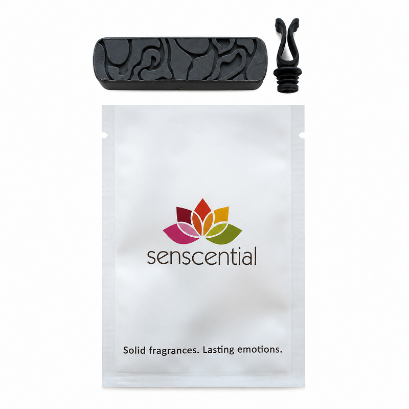 Kit de ambientador sólido rectangular negro para coche | Fragancia y clip de ventilación | senscential